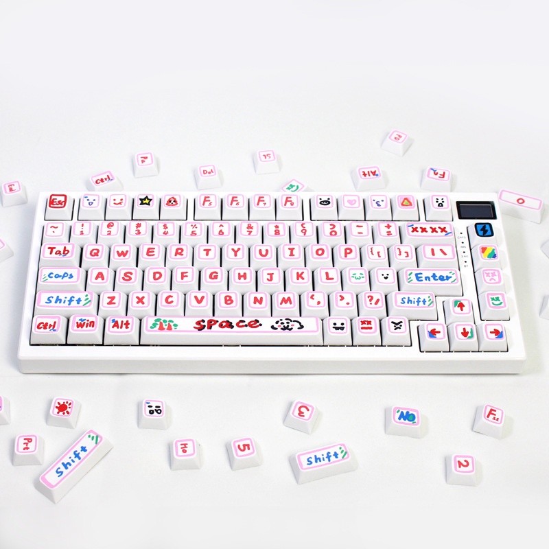 Watercolor Pen Keycaps XDA Profile Vẽ Tay Hoạt Hình PBT Dye Sub Bàn phím cơ Keycap