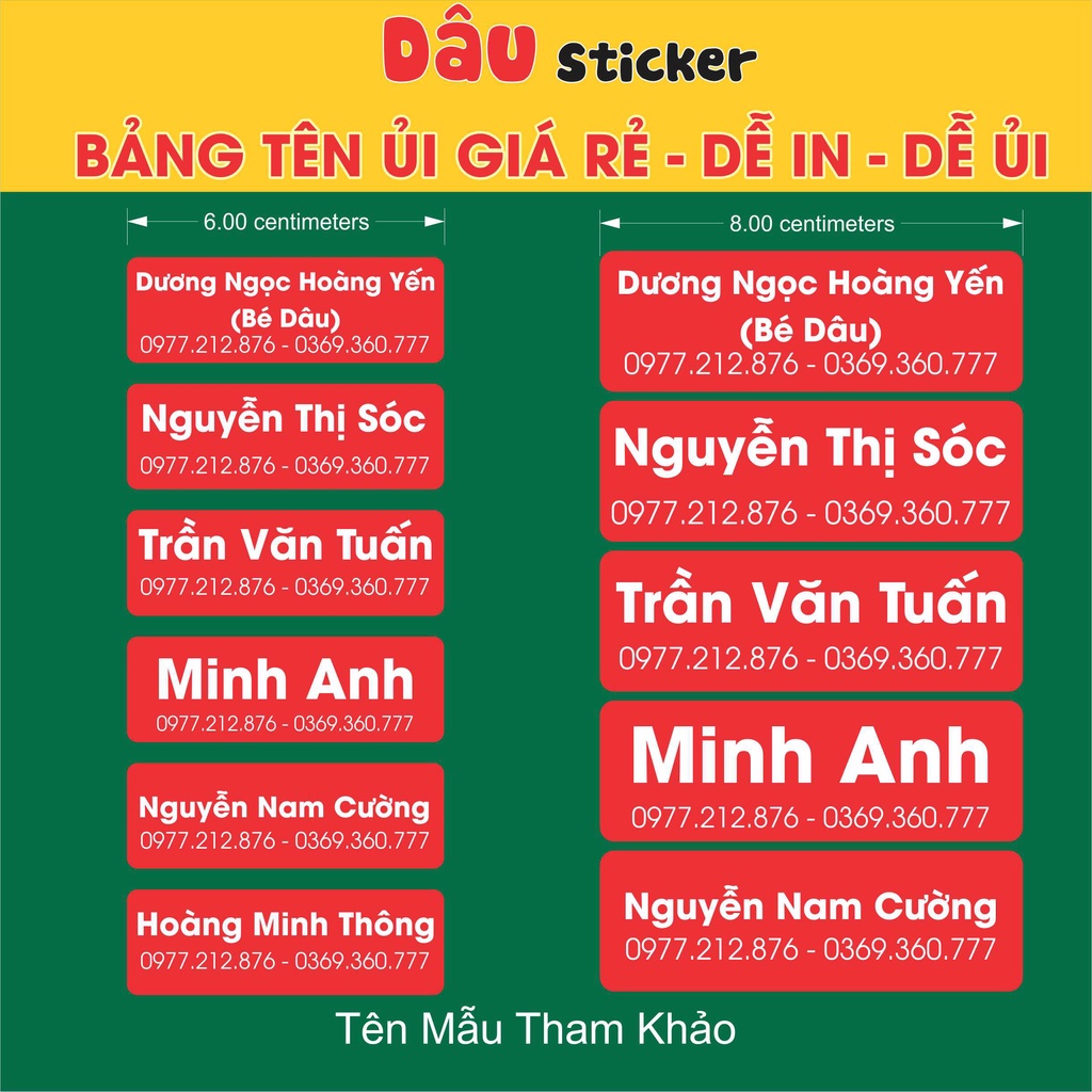 Làm Bảng Tên Ủi Mẫu đơn giản - giá rẻ - dễ in - dễ ủi - Bảng tên Vuông