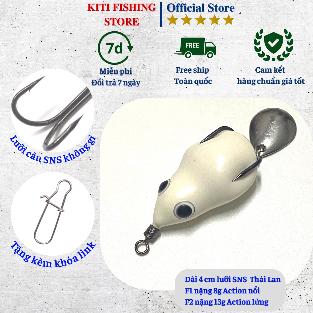 Nhái hơi Ngọc Trinh F1 nặng 8 g & F2 nặng 13g dài 3.7cm Lưỡi SNS, mồi câu cá lóc siêu nhạy cao su thái mềm