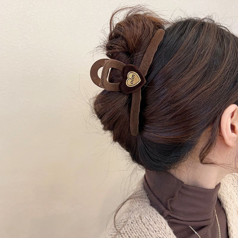 Kẹp Tóc Hình Trái Tim Lớn Bằng Nhung Phong Cách Cổ Điển Cho Nữ