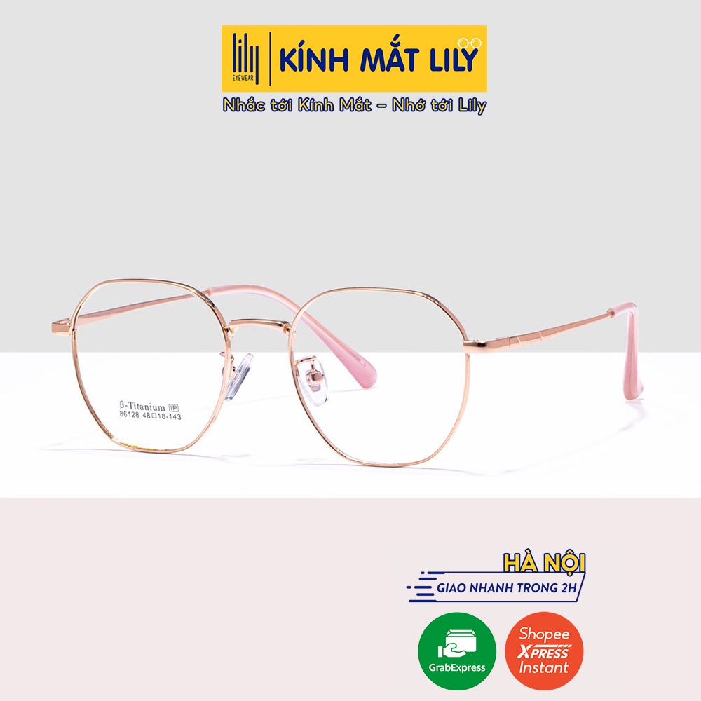 Kính gọng vuông nam nữ LILYEYEWEAR Titanium thanh mảnh nhẹ nhàng thiết kế thời trang 86128