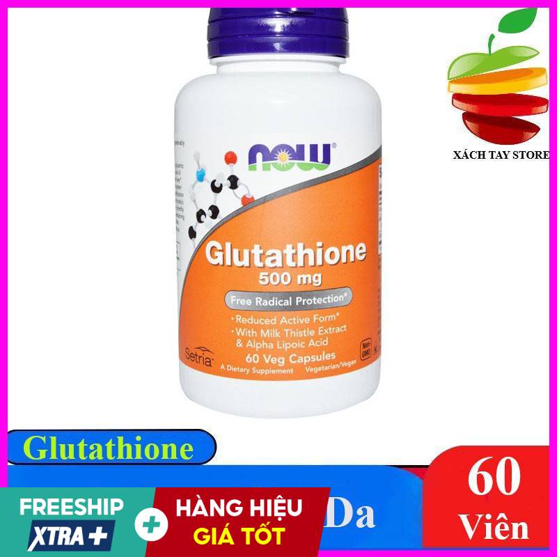 Viên Uống Hỗ Trợ Trắng Da Glutathione Now 500mg Chính Hãng 60 Viên