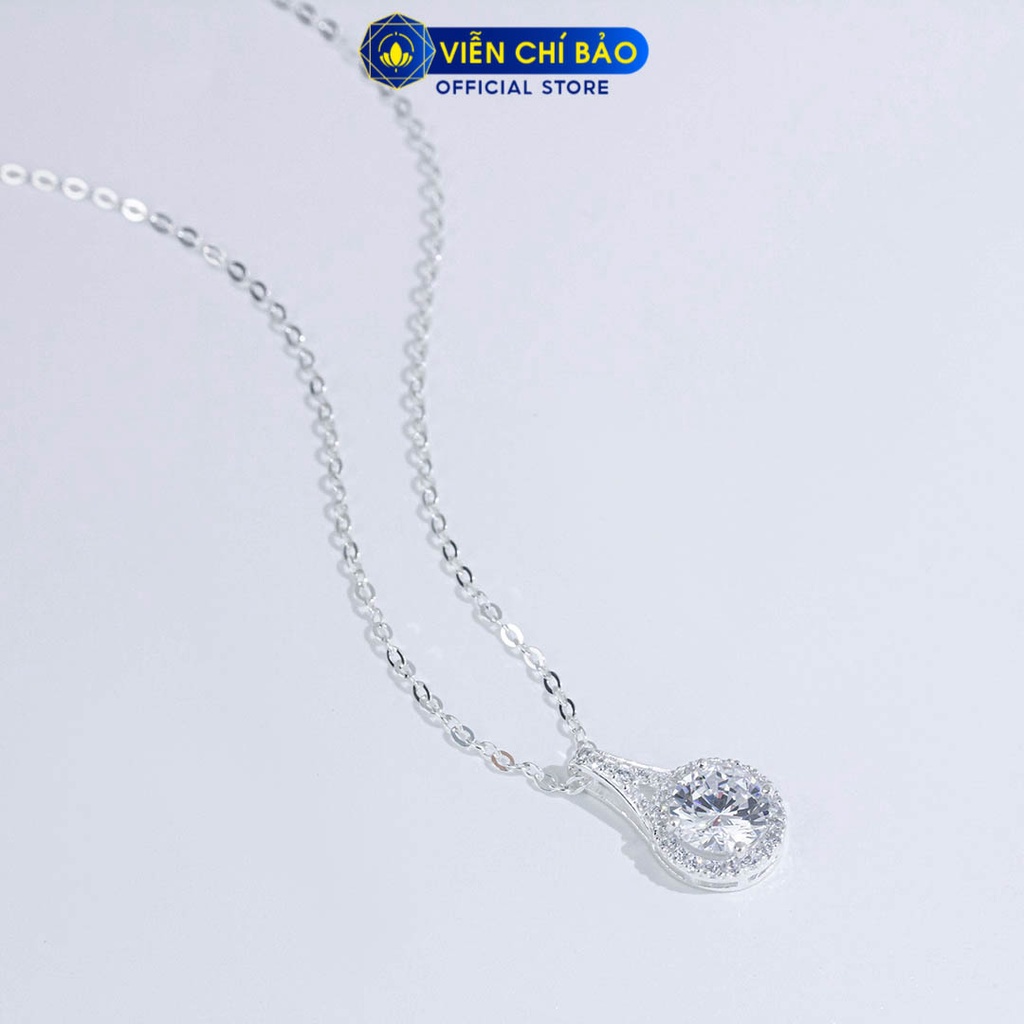 Dây chuyền bạc nữ đá tròn trắng new chất liệu bạc 925 thời trang phụ kiện trang sức Viễn Chí Bảo D400766