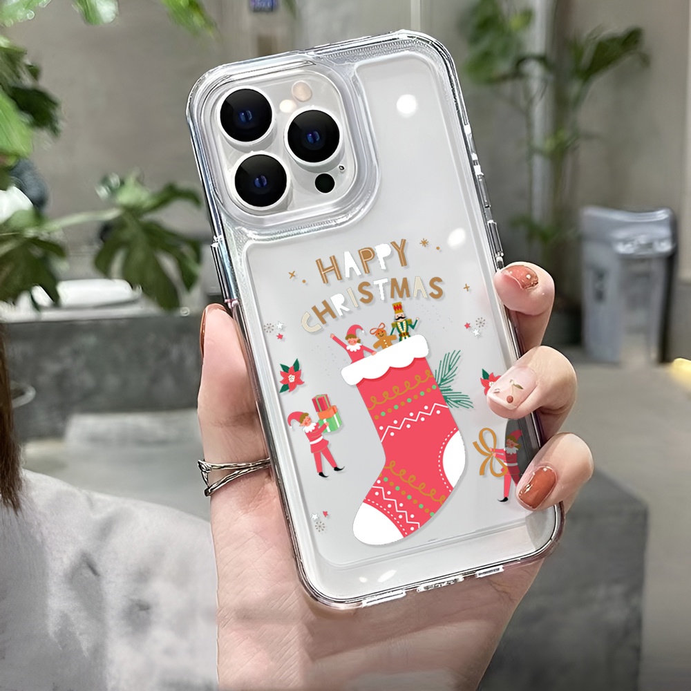Ốp Điện Thoại Trong Suốt Hình Vớ Giáng Sinh Cho iphone 14ProMax 13 11 12 7Plus X XR XS Max 8 7