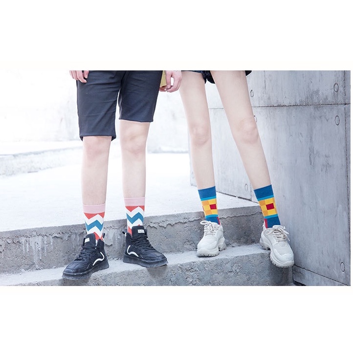 Tất vớ vải cotton co giãn hoạ tiết độc đáo phong cách Ulzzang Hàn Quốc cho nam nữ Gem Boutique