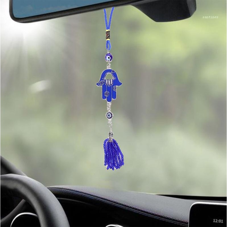 Móc Chìa Khóa Dạng Hạt Thủy Tinh Màu Xanh Dương Thổ Nhĩ Kỳ Hình Mắt Quỷ May Mắn