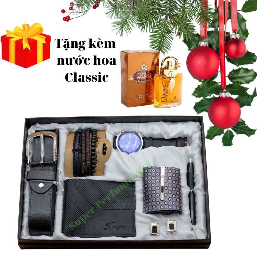 Set quà tặng sinh nhật bộ quà tặng nam giới- Combo quà tặng nam tặng kèm nước hoa classic đặc biệt thơm lâu QT268