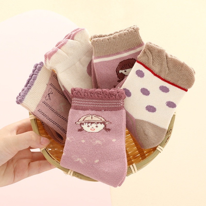 Set 5 Đôi Tất Cho Bé phong cách hàn quốc1 - 7 tuổi Siêu Mềm Mịn