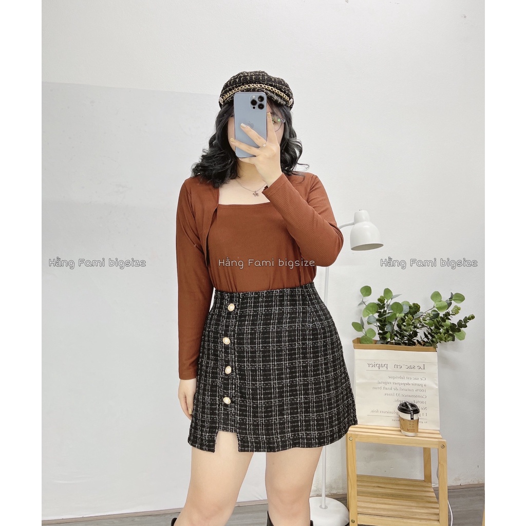 Chân váy dạ bigsize (CV33) (size 60kg - 95kg) [Hằng Fami bigsize]