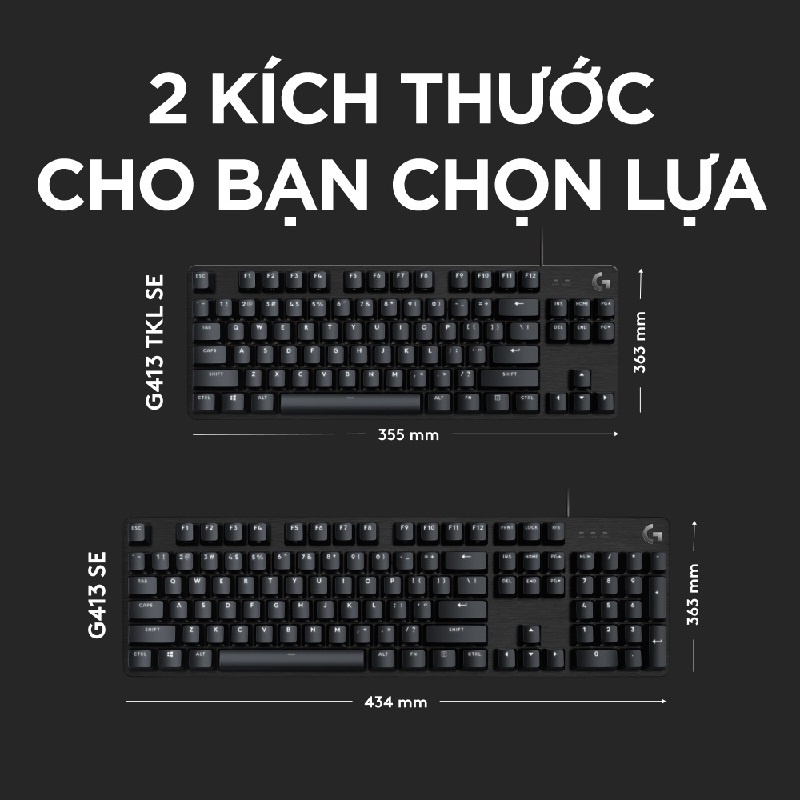 Bàn phím cơ có dây Logitech G413 SE/ SE TKL Tactile switch, kết nối USB, Hàng chính hãng - Bảo hành 24 tháng