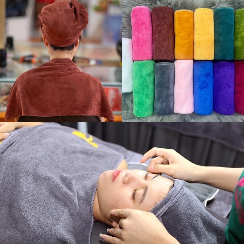 Khăn quấn đầu spa salon tóc, trải gối, làm mặt cho spa, salon tóc kích thước 35x75cm