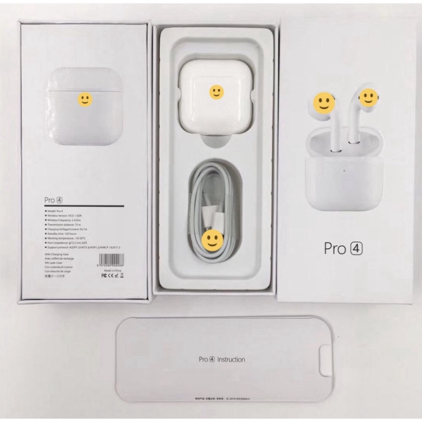 Tai Nghe Bluetooth Pro4, tai nghe blutooth Nhét Tai Bluetooth 5.0 Bản nước ngoài tương đồng toàn bộ Dòng Máy