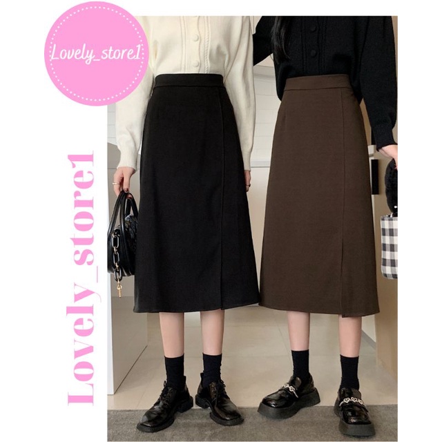 Chân váy dài ullzang qua gối xẻ tà cực xinh