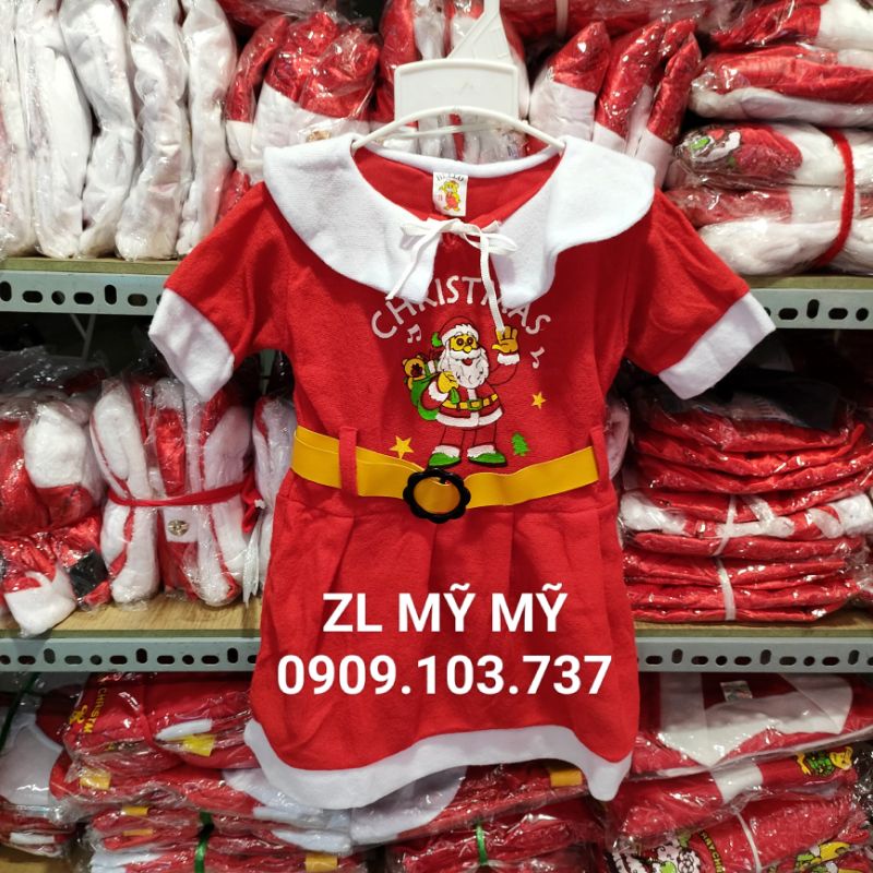 BÁN SỈ #VÁY #GIÁNG SINH, #BỘ #GIÁNG SINH CHO BÉ.CHẤT NỈ MỎNG. IN HÌNH ÔNG NOEL CỰC ĐẸP.