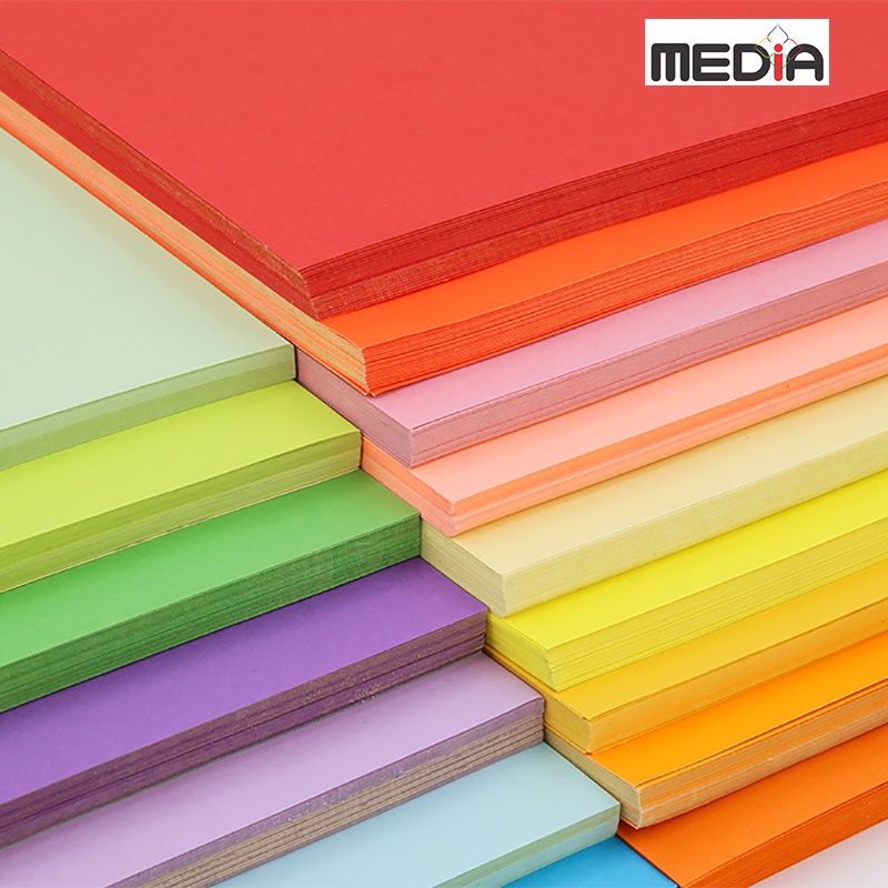Giấy Màu Nhãn Dán Media Khổ A4, Giấy Màu Thủ Công Color Decal Sticker, Định Lượng 80gsm 20/50 Tờ, Nhiều Màu Lựa Chọn