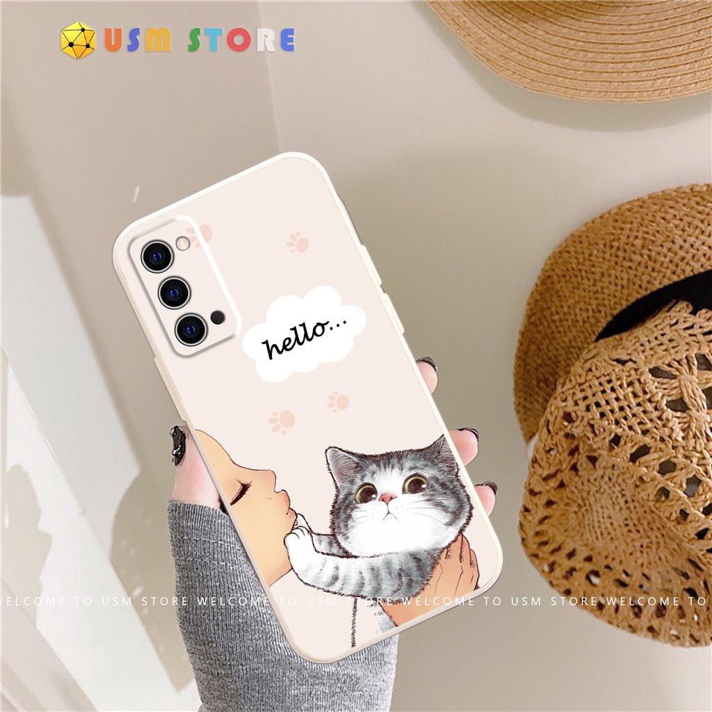 Ốp lưng OPPO A39/A57/F3 LITE/A79/F17 PRO-4G/RENO4 LITE/A93-4G/RENO 4F/REALME, chát TPU, viền vuông, hình bé mèo