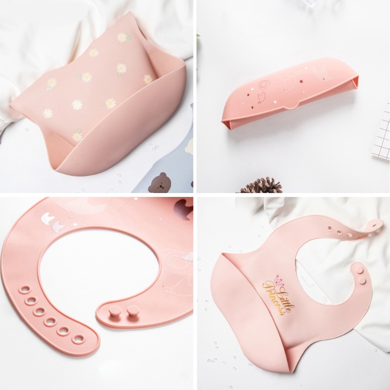 Yếm Silicon Mềm Tùy Chỉnh Chống Thấm Nước Tiện Dụng Cho Bé Tập Ăn