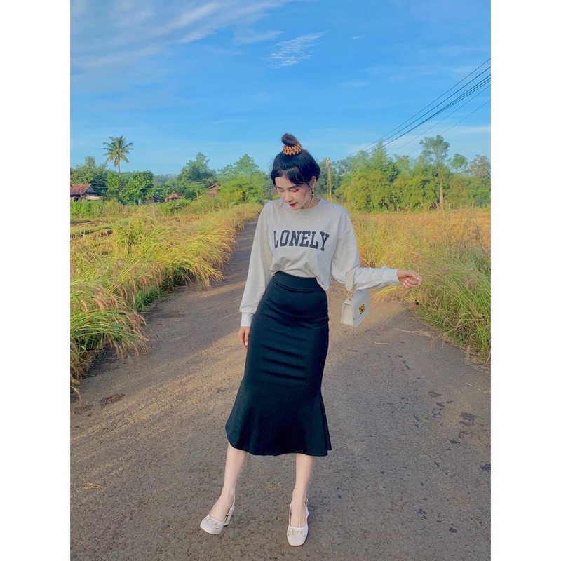 Chân váy đuôi cá_chân váy dài lưng chun co dãn siêu hót