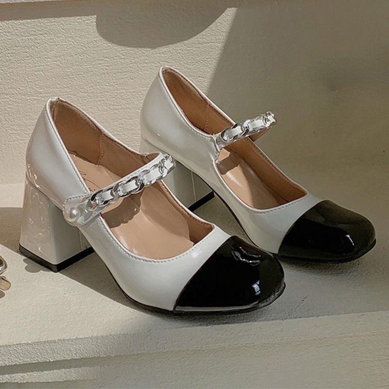 [Ảnh thật] GIÀY CAO GÓT NỮ DA BÓNG XÍCH NGỌC CAO 7P ÊM CHÂN SANG CHẢNH B15.B17