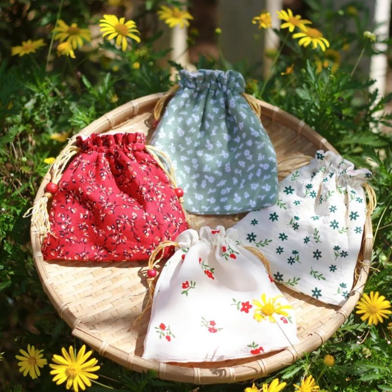 Túi rút vải Hoa Hoè nhỏ xinh size 15cm