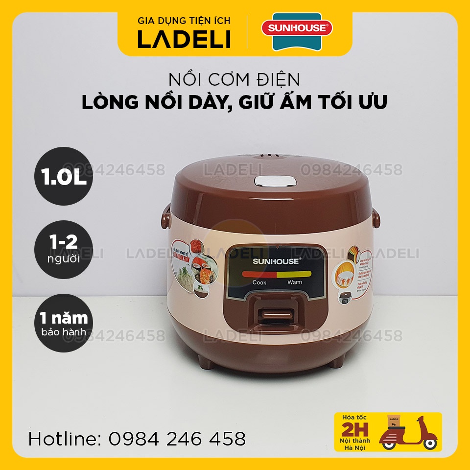 Nồi cơm điện 1L SUNHOUSE SHD8208C thân nhựa