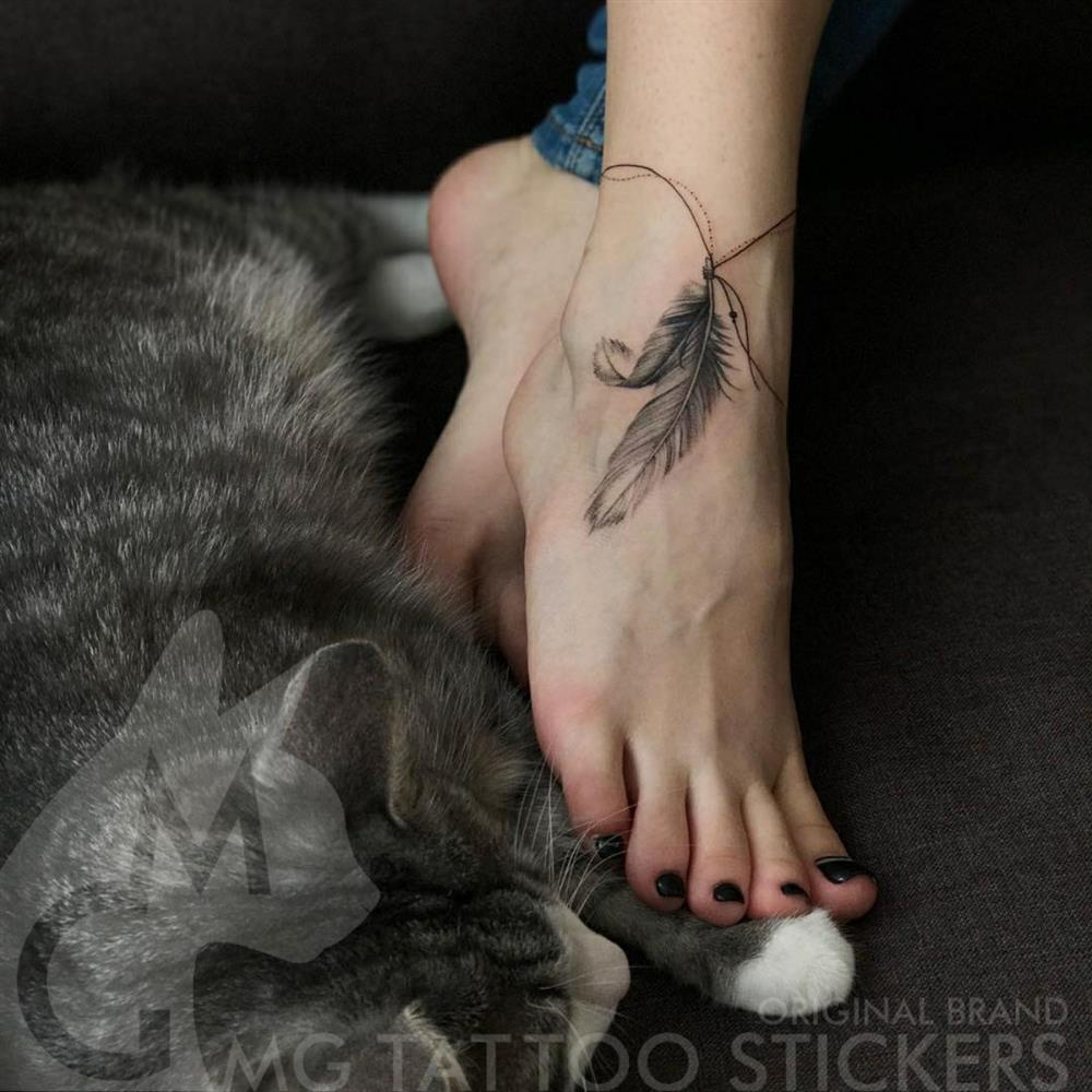 Hình Xăm Dán Chống Thấm Nước Hình Lông Vũ Phong Cách Bắc Âu