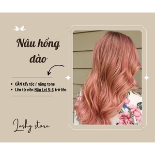 Combo Thuốc nhuộm tóc NÂU HỒNG ĐÀO - Kèm trợ nhuộm - Lên màu chuẩn - Lashystore, Lashy store