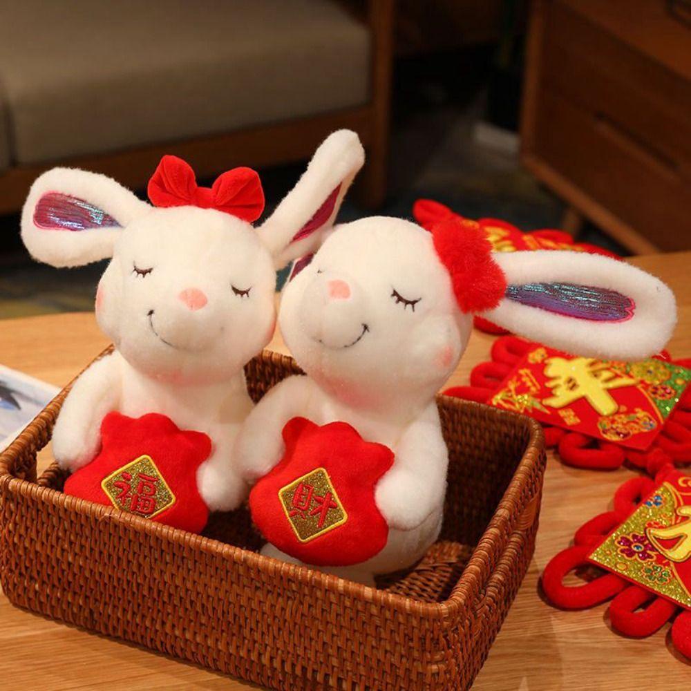 LANFY Thỏ Nhồi Bông Mềm Mại Phong Cách Trung Hoa Làm Quà Tặng Cho Bé