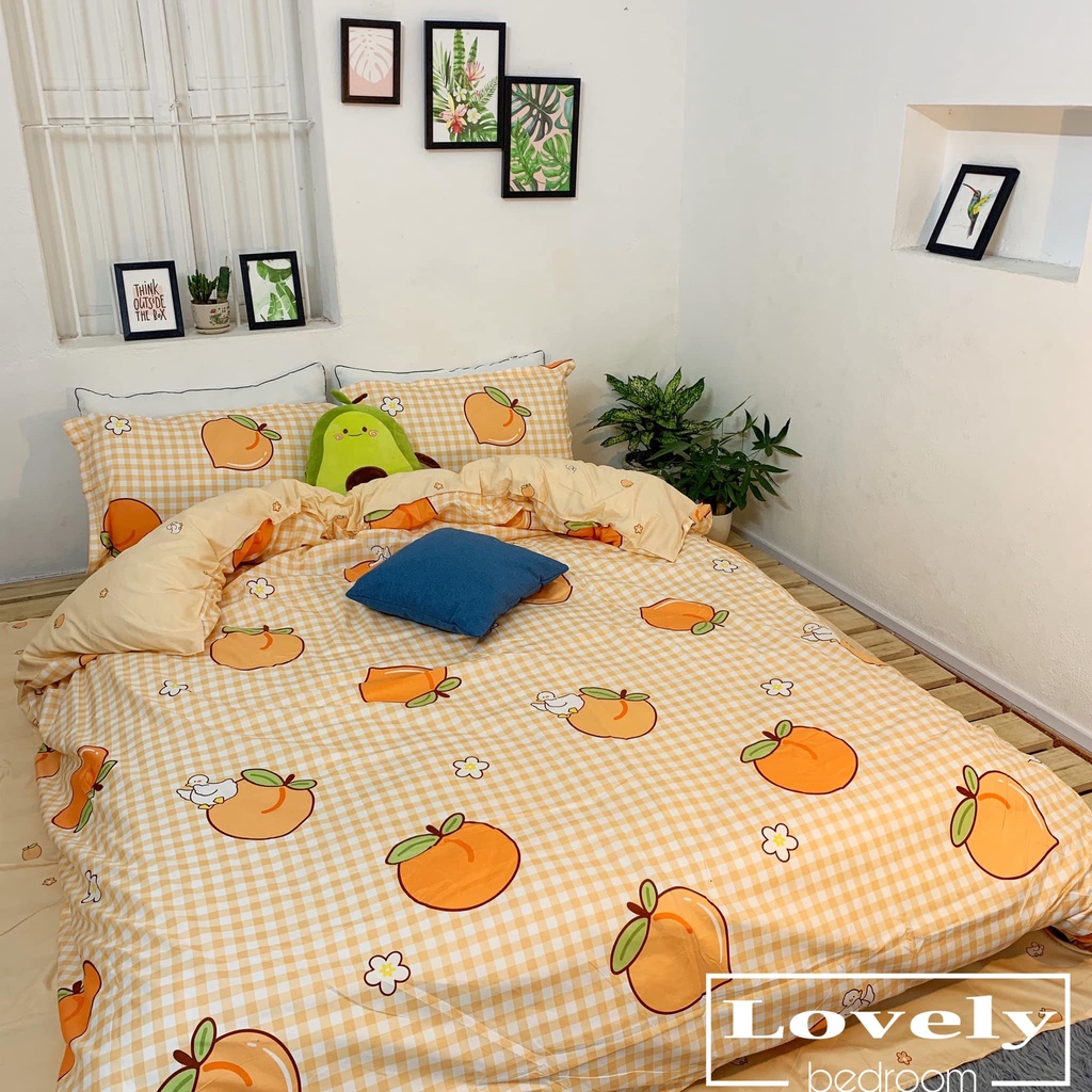 Set chăn ga cotton poly 4 món dâu