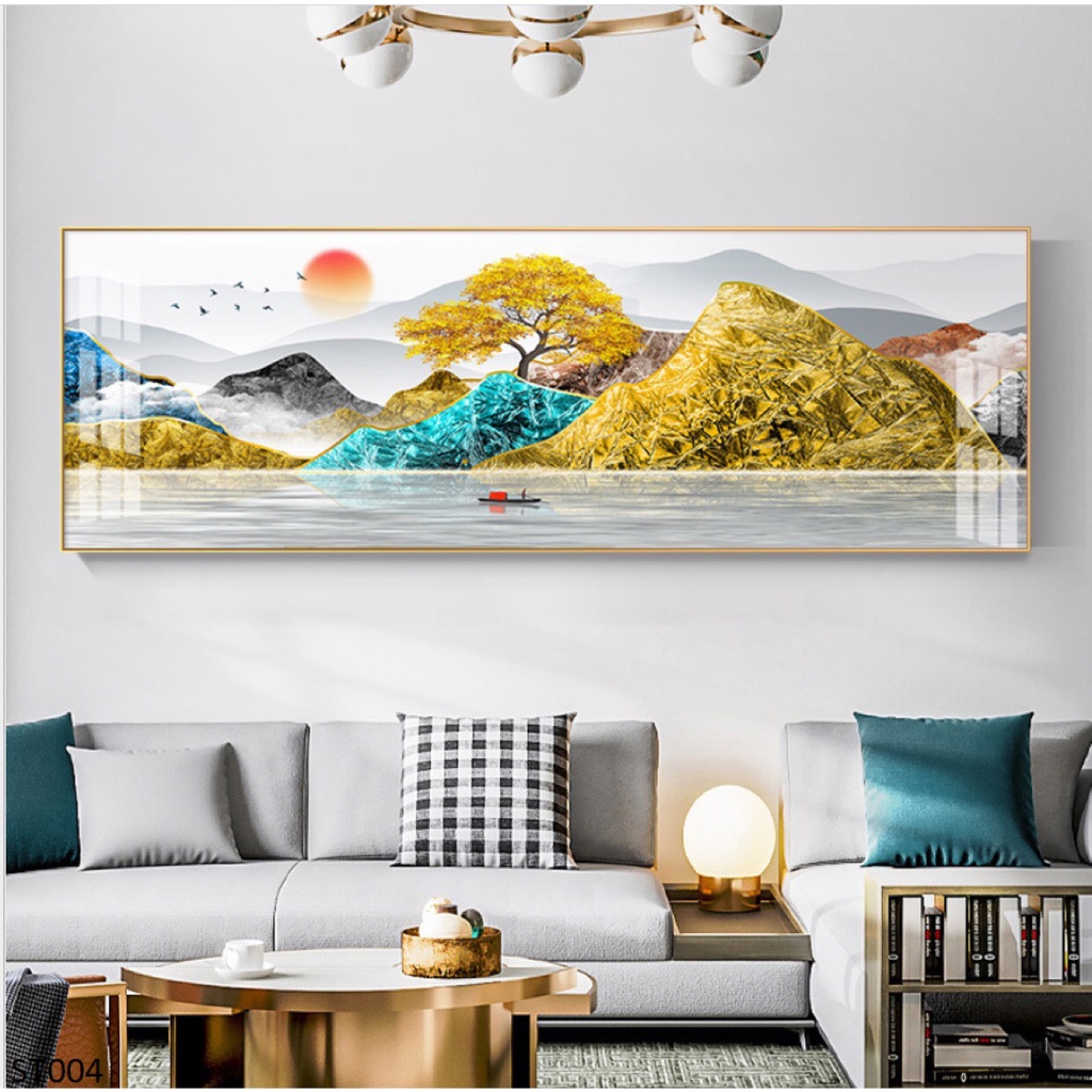 Tranh Sơn Thủy Hữu Tình, Khổ Ngang Tráng Gương   Treo Tường/Trang Trí Phòng Khách/  Làm Quà Tặng - Simplehouse
