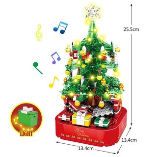 Hộp Nhạc Quà Giáng Sinh Santa Claus Christmas Ông Già Noel Đồ Chơi Ráp Hình