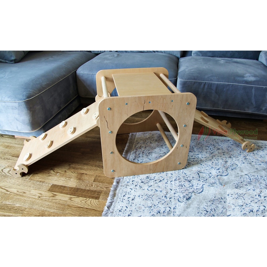 Bộ thang vân động montessori 5 chi tiết, sản xuất bằng plywood phủ melamin an toàn vơi trẻ em