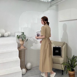Đầm váy freesize sơ mi form dài 2 màu