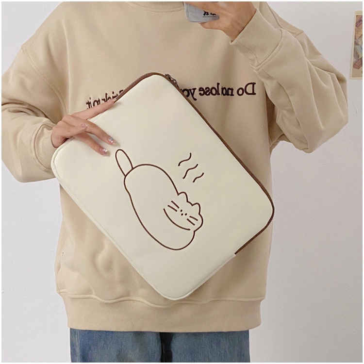 Túi Đựng Laptop / Máy Tính Bảng Thêu Hình Động Vật Dễ Thương Phong Cách Hàn Quốc Cho 10 11 13 inches