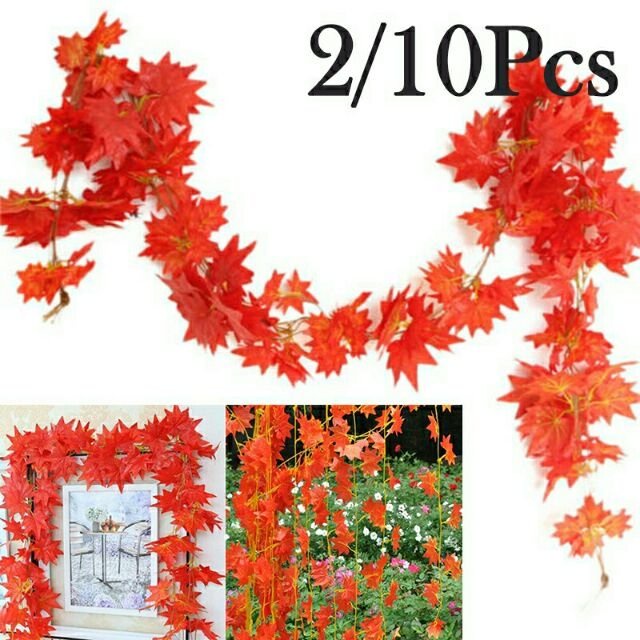 Dây lá phong nhân tạo dài 2m treo tường trang trí nội thất quán cà phê nhà hàng