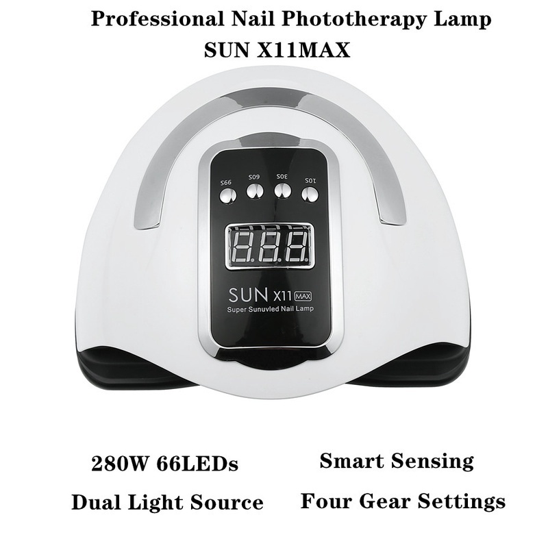 SUN X11MAX 280W UV LED Nails Đèn để làm khô gel đánh bóng nhanh 66 đèn LED Painl