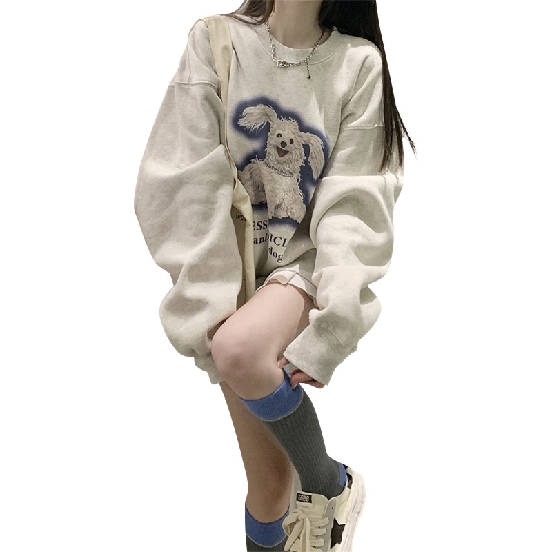 NRVP Áo thun nữ dài tay dáng rộng phong cách Hàn Quốc