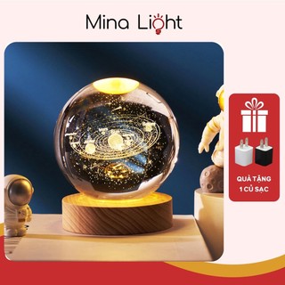 Quả cầu pha lê phát sáng, đèn ngủ 3d để bàn đèn led trang trí phòng ngủ phòng khách siêu dễ thương