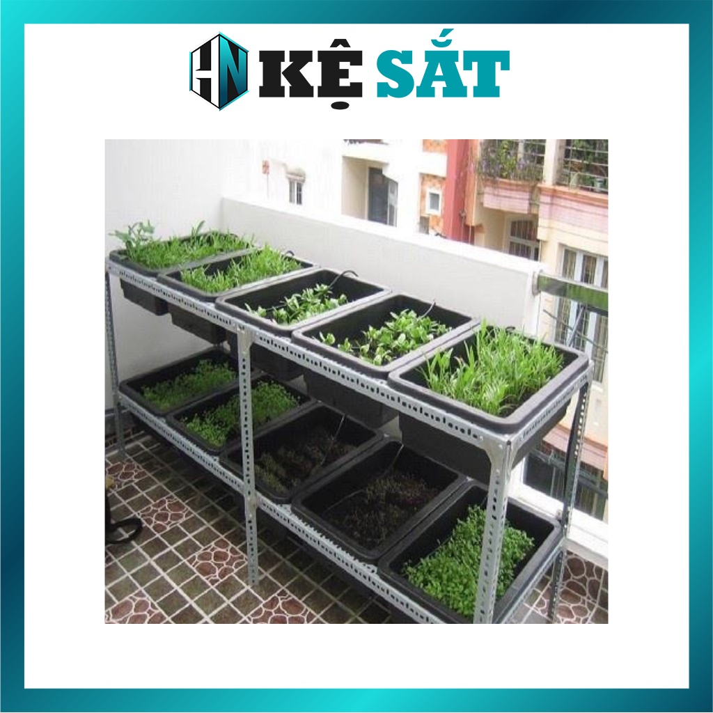 Kệ Sắt Trồng Rau Thông Minh 2 Tầng, 6 Khay Trồng Rau Kích Cỡ 67x43x15 Cm - Kệ Sắt Hà Nội