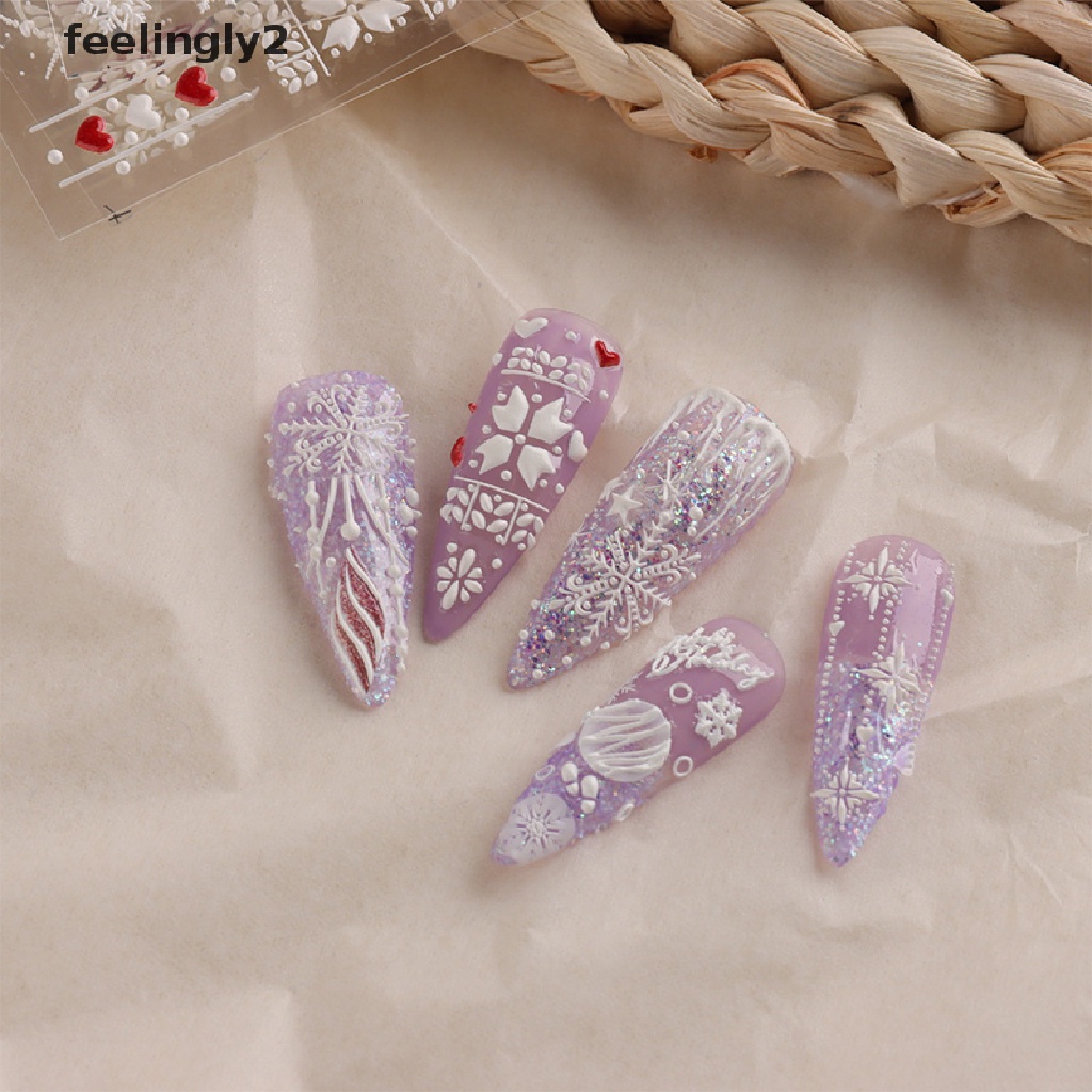 Miếng Dán Trang Trí Móng Tay Tự Dính Họa Tiết Bông Tuyết 5D DIY