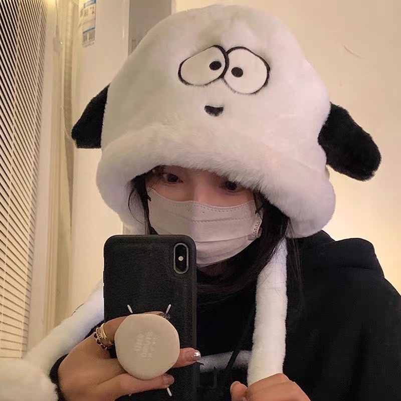 Mũ Lông Tai Thỏ Đáng Yêu Mềm Mại Giữ Ấm Phong Cách Hàn Trung