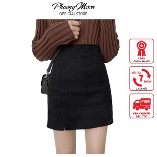 Chân váy nữ phuongmoon, chân váy ôm body ngắn, chất da lộn