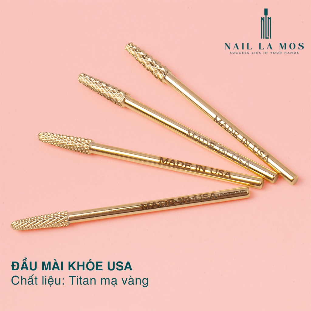 Đầu mài khóe Mỹ chất liệu titan vàng cao cấp - Đầu mài móng, mài mịn loại xịn, dùng bền, an toàn (lẻ chiếc)