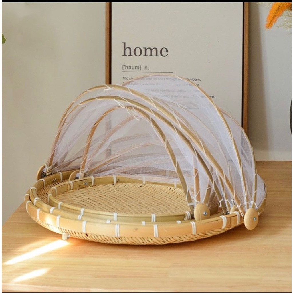 Mẹt tre lồng bàn mùng gắn tấm chắn nhiều size 30cm, 35cm, 42cm#longban#longbandaythucan#longbanthongminh#longbandep