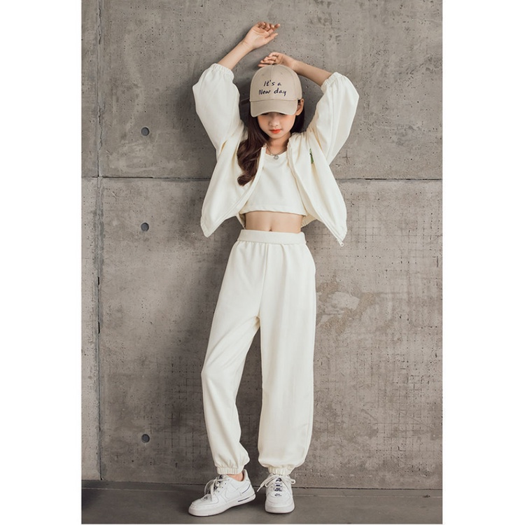 Đồ bé gái | Set Đồ Thể Thao Gồm Áo Hoodie Tay Dài + Áo Khoác Không Tay + Quần Dài Dành Cho Bé Gái 3-5 - 8-10 - 14 Tuổi