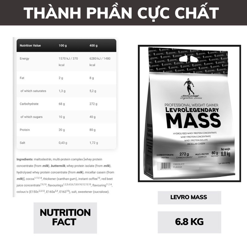 Sữa Tăng Cân + Tăng Cơ Nhanh LEVRO LEGENDARY MASS