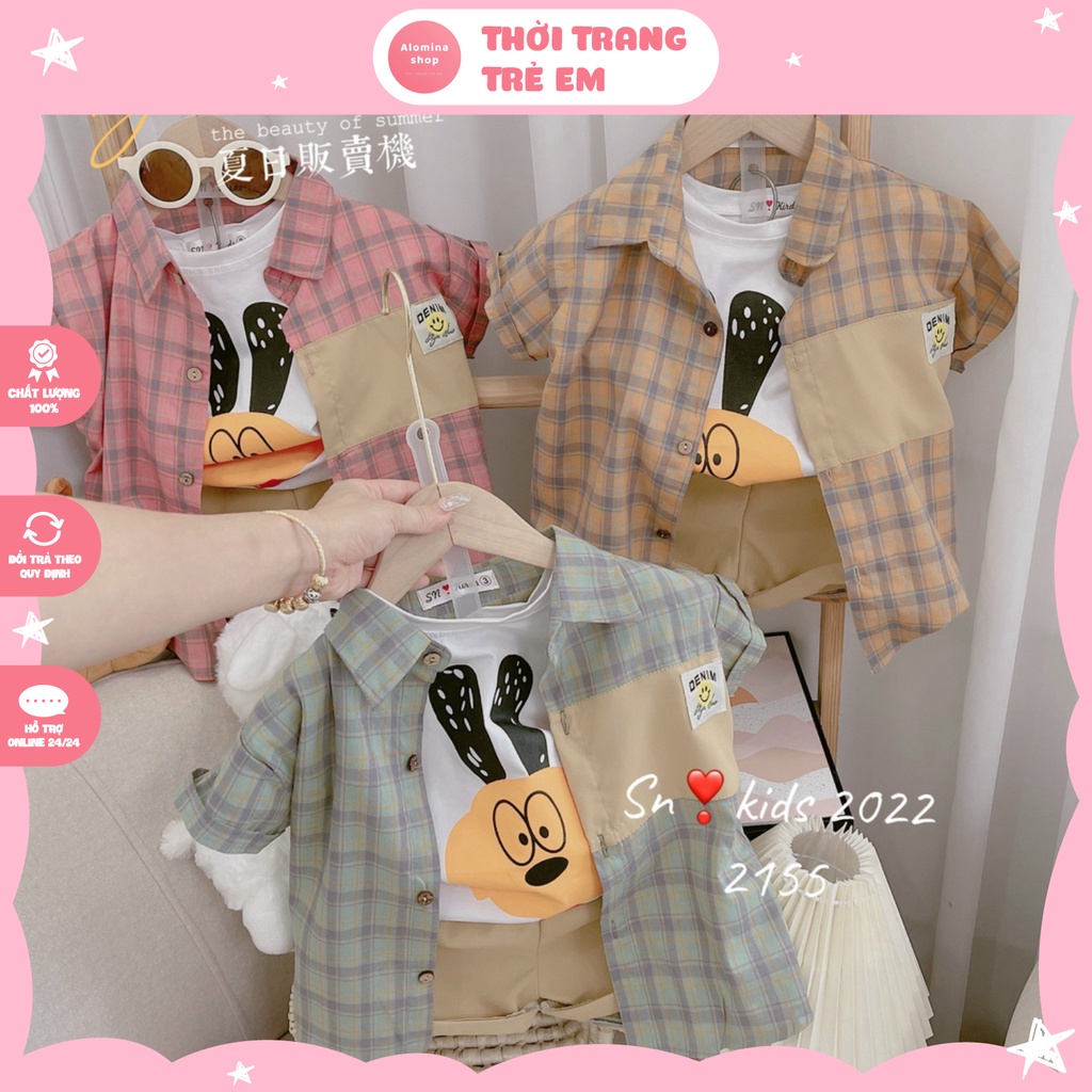 ĐỒ BỘ CỘC TAY 3 CHI TIẾT CHO BÉ TRAI CAO CẤP SIZE 10-28KG