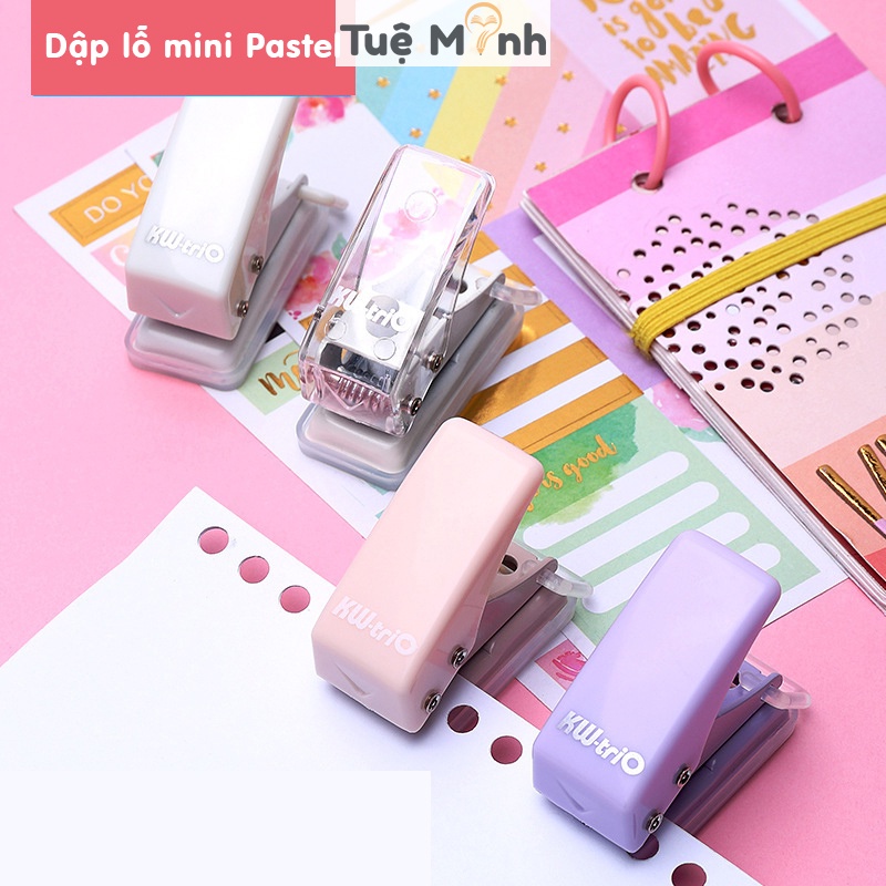 Bấm lỗ màu pastel mini K83 Dụng cụ bấm lỗ giấy hình tròn nhỏ gọn tiện dụng VPP Tuệ Minh