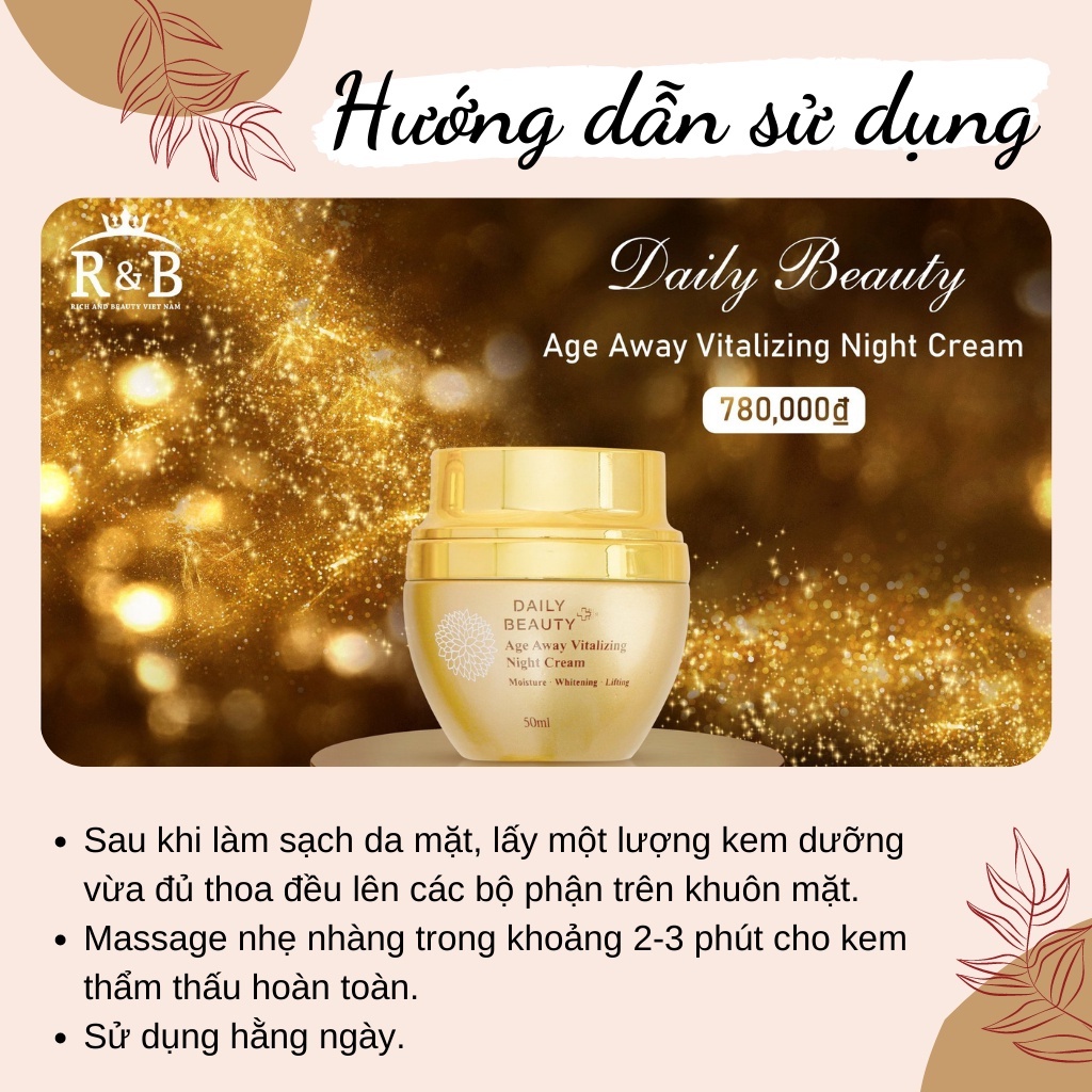 Kem Dưỡng Ẩm, Kem Dưỡng Trắng Da Ban Đêm Chính Hãng Rb Hàn Quốc Daily Beauty Age Away Vitalizing Night Cream 50ml-DrPhu