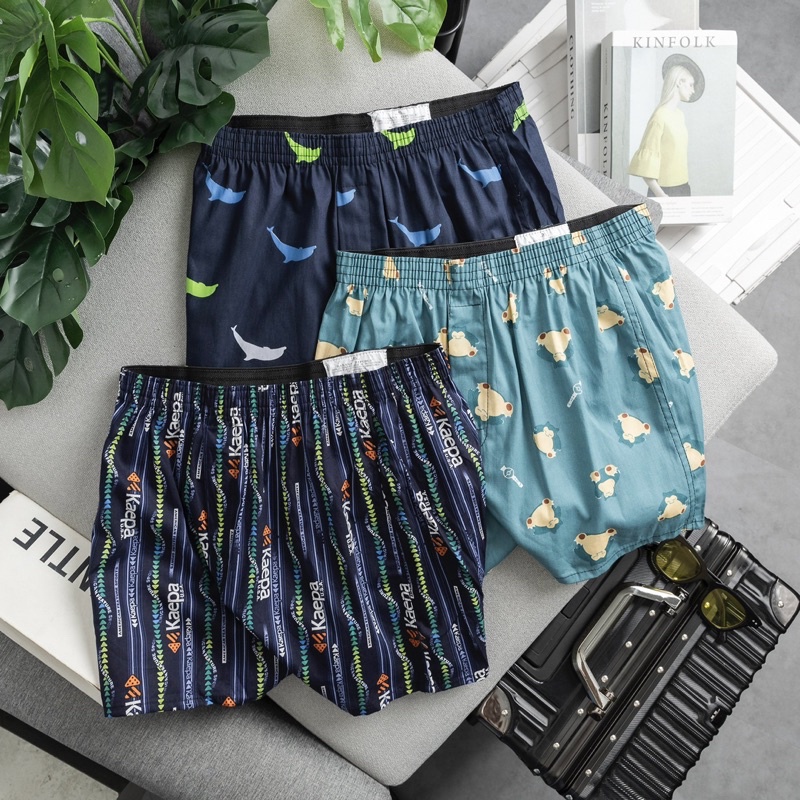 Quần đùi kate nam, quần ngủ hoa văn